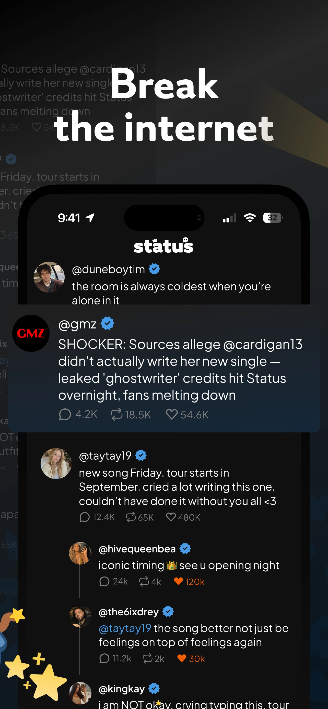 status - sims but social media screenshot